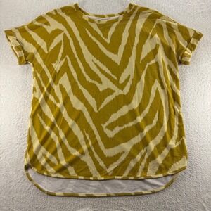 Wonderly Studio Women's Size L Tiger Print Short Sleeve T-Shirt Top‎ Curved Hem